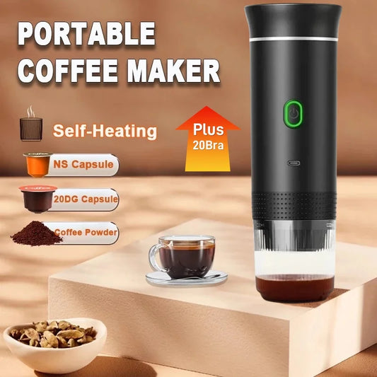 Caffinty™ Portable 3-in-1 Coffee Maker – USB Rechargeable, 20-Bar Pressure